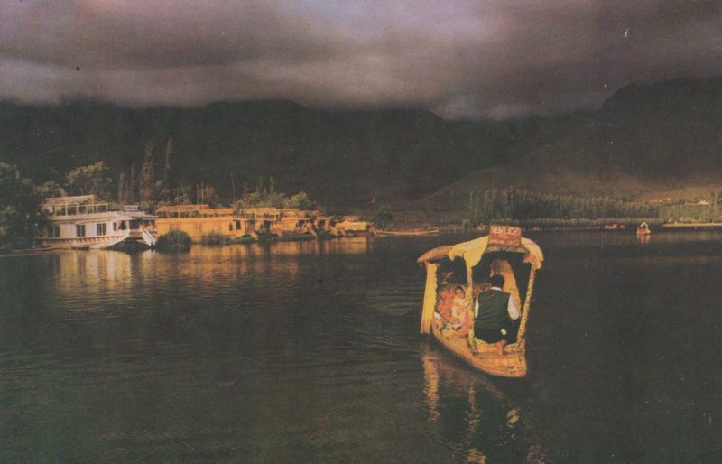 Paddling A Shikara Dal Lake Srinagar Kashmir Indian Postcard