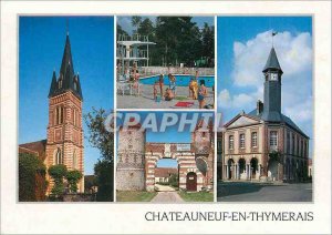 Modern Postcard Chateauneuf en Thymerais (Eure et Loir) The Church The pool T...