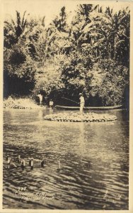 philippines, PAGSANJAN, Cocoanut Raft on River (1910s) RPPC Postcard