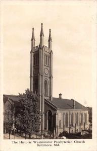 Baltimore Maryland Westminster Presbyterian Church Real Photo Postcard J66854