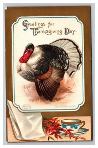 Vintage Early 1900s Postcard Greetings Ellen Clapsaddle Thanksgiving Day Turkey
