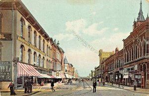 CHAMPAIGN ILLINOIS~MAIN STREET LOOKING EAST-STOREFRONTS~1908 ROTOGRAPH POSTCARD