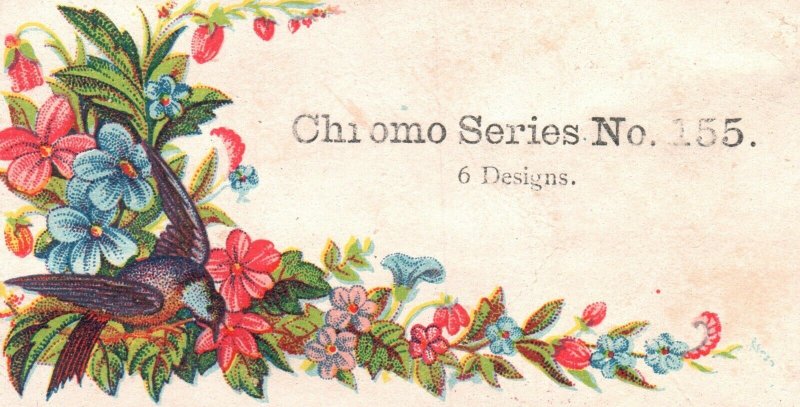 1880s-90s Bird Flying Among Flowers Chromo Series 6 Designs Trade Card