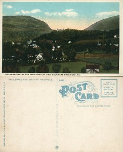 DELAWARE WATER GAP PA FROM MOUNTAIN VIEW TROLLEY LINE ANTIQUE POSTCARD