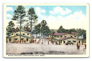 Postcard Signal Practice Camp Devens Ayer Mass. U. S. Army