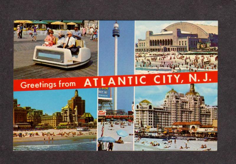NJ Greetings From Atlantic City New Jersey Traymore Hotel Sky Tower Ride Chairs