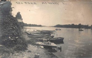 RPPC BOATS RENTAL FOX RIVER MCHENRY ILLINOIS REAL PHOTO POSTCARD 1920