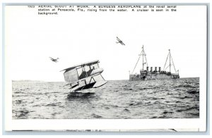 1923 Aerial Scout at Work Burgees Aeroplane Pensacola Florida FL Postcard