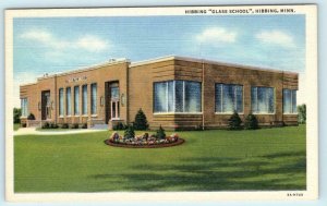 HIBBING, Minnesota MN - GLASS SCHOOL ca 1940s Linen Saint Louis County  Postcard