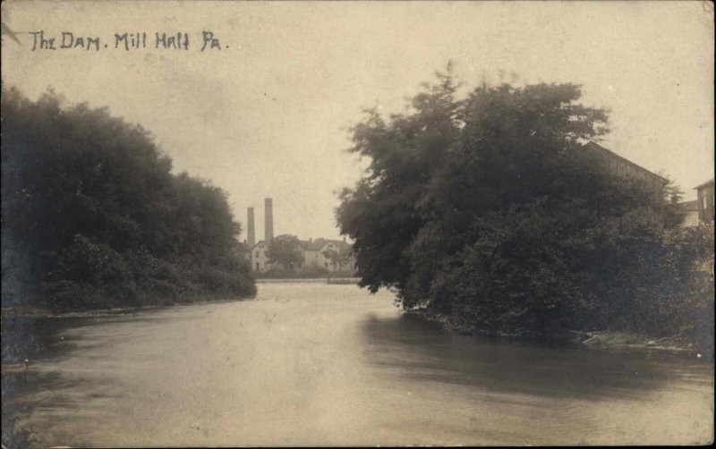 Mill Hall PA Dam c1905 Real Photo Postcard