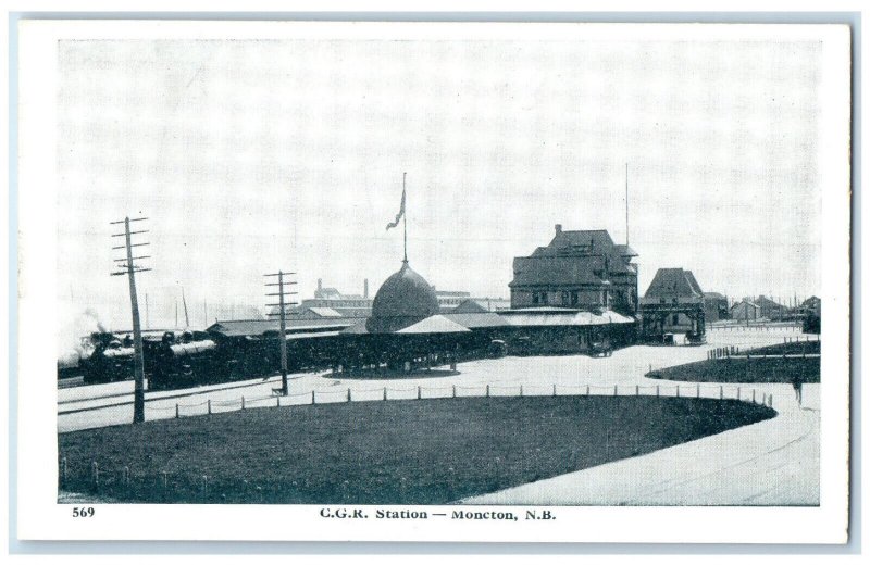 c1950's C.G.R. Station Moncton New Brunswick Canada Unposted Vintage Postcard