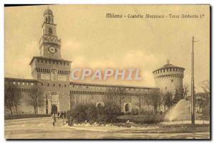 Old Postcard Milano Castello Sforzesco Torre Umberta I