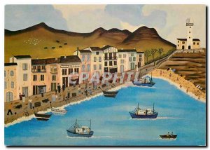 Modern Postcard The Port of Fishing naive painting of Alcase