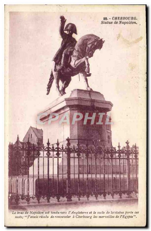 Old Postcard Cherbourg Statue Of Napoleon 1st