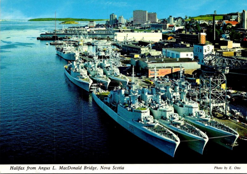 Canada Halifax Seen From Angus L MacDonald Bridge Showing Royal Canadian Navy...