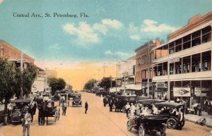 CENTRAL AVENUE ST. PETERSBURG FLORIDA POSTCARD (c. 1910)