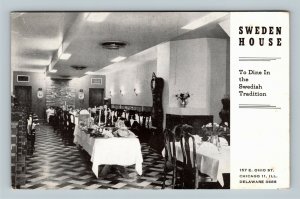 Chicago IL, Sweden House Smorgasbord Dining Room, Chrome Illinois c1947 Postcard 