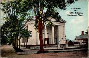 Atheneum and Public Library, Nantucket MA c1910s Vintage Postcard S46