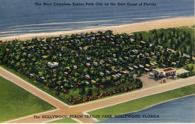 Hollywood, Florida/FL Postcard, Aerial View Of Hollywood Beach Trailer Park