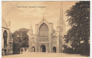 Norfolk; West Front, Norwich Cathedral PPC, 1913 Little Snoring Postmark 