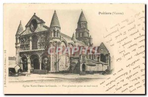Old Postcard Poitiers Vienne Eglise Notre Dame la Grande general view taken i...