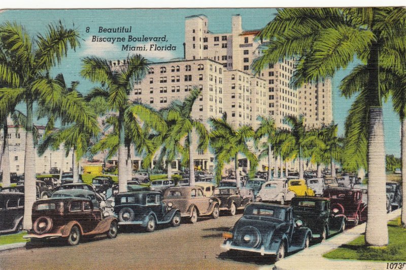 P1682 1947 many cars biscayne blvd miami florida