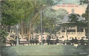 Band Stand Oakes Portland Oregon Rieder Olds hand colored C-1910 postcard 13105