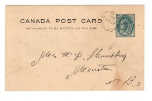 Victoria Jubilee Postal Stationery Postcard, Used Sackville, New Brunswick 1898