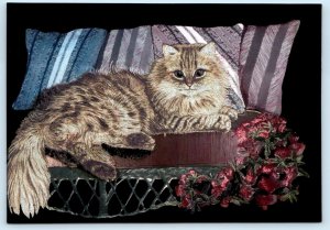 Very Glossy PERSIAN CAT & AZALEAS ~  4x6 Modern Dufex - Kafka Postcard