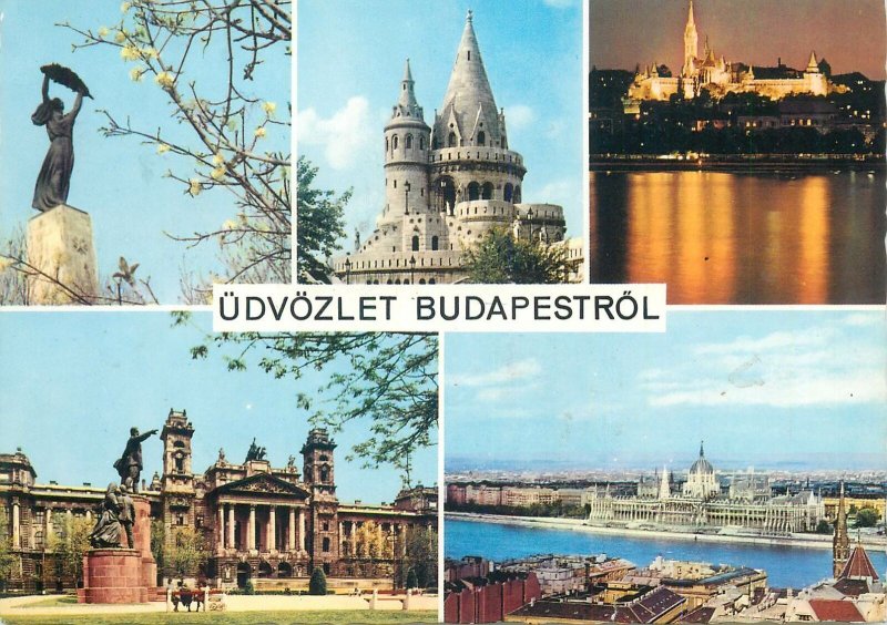 Postcard Hungary Budapest several aspects and views 