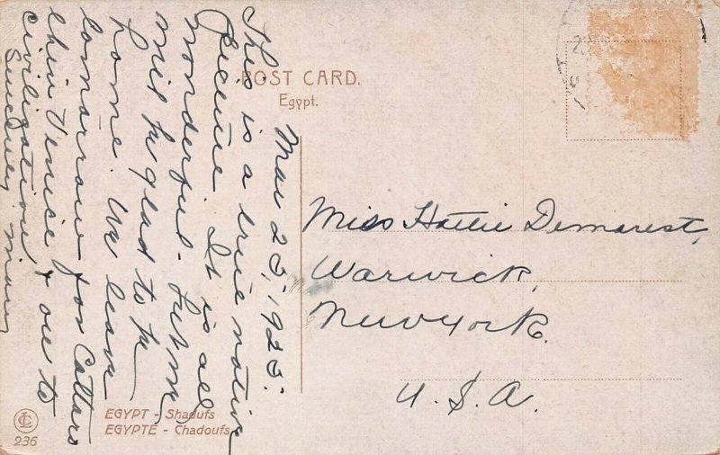 AFRICA~EGYPT-SHADUFS CHADOUFS~IRRIGATION SYSTEM~1925 POSTCARD