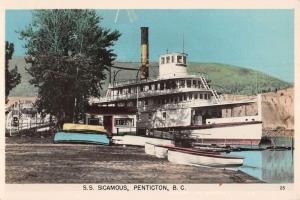 Penticton BC Canada SS Sicamous Tinted Real Photo Antique Postcard K26102