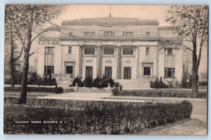 1944 Elizabeth New Jersey Vintage Postcard Masonic Temple Exterior View Building