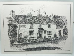 Blisland Post Office Cornwall Vintage Art Drawing Sketch Postcard by George Shaw