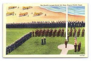 Postcard World's Largest Naval Air Base Corpus Christi Texas U.S. Flag Ceremony