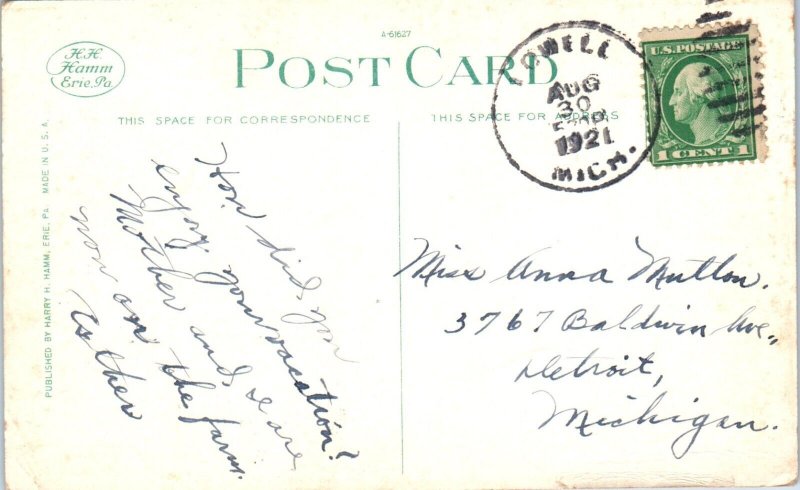 1920s Hotel Waverly Lowell Michigan Postcard
