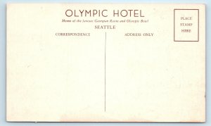 SEATTLE, WA Washington  The OLYMPIC HOTEL c1930s Cars  Roadside  Postcard