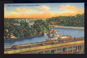 Minneapolis, Minnesota/MN Postcard, Boats On Mississippi River, Cappelen Bridge