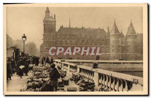 Postcard Old Paris On the Bridge of Flowers au Change and the Conciergerie