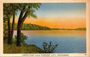 Greetings from Forrest City Arkansas Vintage Linen c1940 Postcard G12