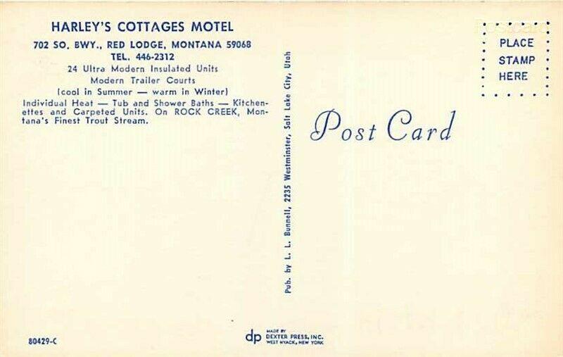 MT, Red Lodge, Montana, Harley's Cottages Motel, Dexter Press No. 80429-C