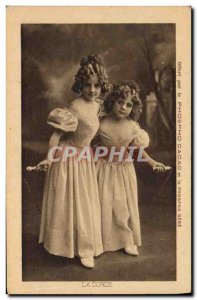 Old Postcard Children Rope