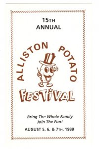 Alliston Potato Festival 1988, Map on  Back, Ontario