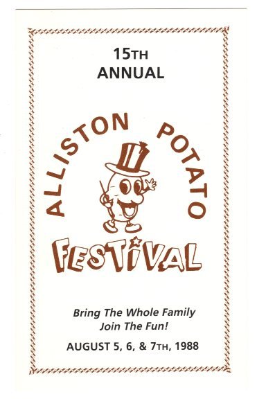 Alliston Potato Festival 1988, Map on  Back, Ontario