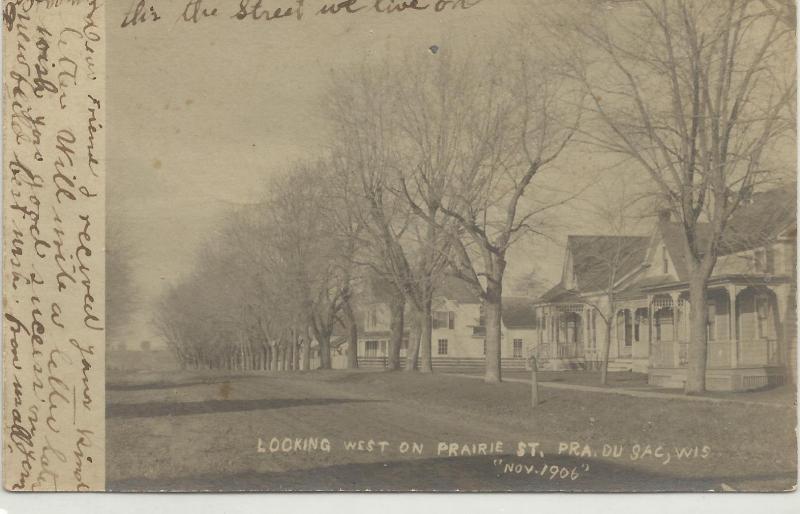 rppc - WISCONSIN - PRAIRIE DU SAC - PRAIRIE ST. - HOMES - LOOKING WEST - 1906