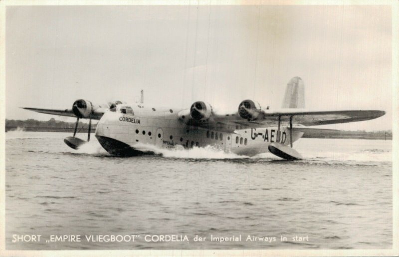 Short Empire Cordella der Imperial Airways in start Water Plane RPPC 05.58