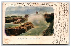 Breakers Breaking Waves vue de_ l'Eau Santa Cruz CA Embossed UDB Postcard U16