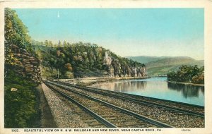 Postcard  Virginia Castle Rock Beautiful View Railroad New River Teich 22-13921 