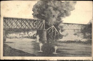 Warsaw Poland Bridge Expolosion WWI Postally Used c1916 Postcard