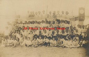 Black Americana, RPPC, Integrated D.V. Bible School Class with Patriotic Banner